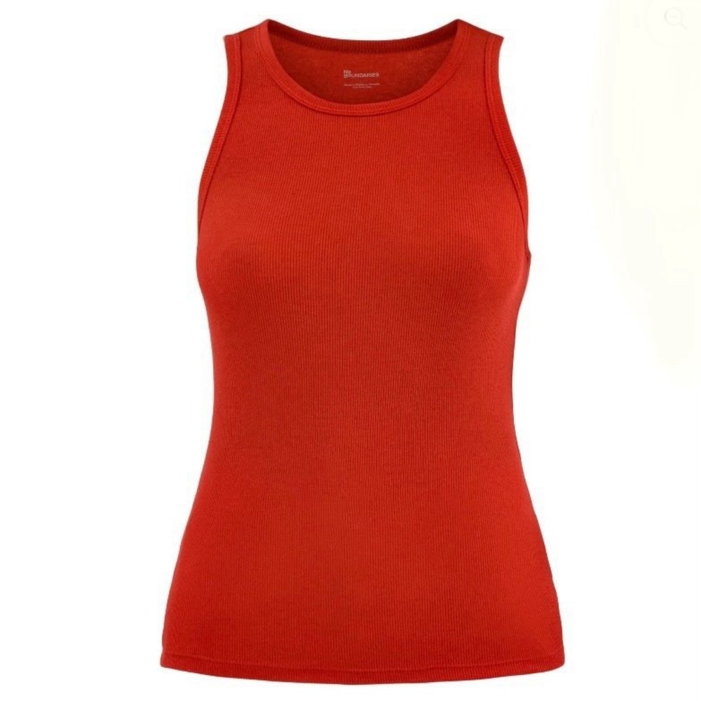 No Boundaries Juniors Ribbed High Neck Tank Top XS 0-2 New with Tags Just Red